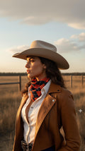 Printed Bandana Scarf | Red and Blue Silky Neckerchief