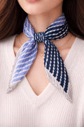 Blue Plisse Twill Bandana | Silky Neckerchief, Hair Scarf