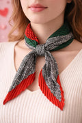 Green & Red Plisse Twill Scarf | Versatile Hair Bandana