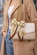 Pleated Twill Scarf | Beige Brown Green Bandana